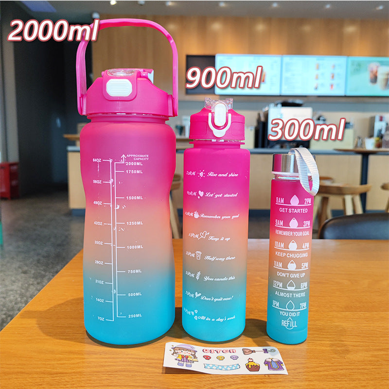 Damen ergonomische Wasserflasche mit Motivationsmarkierungen Karnz