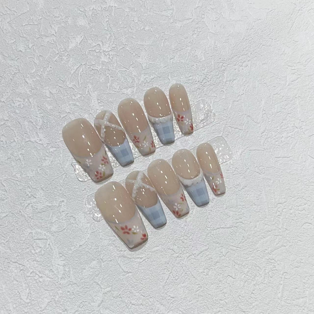 Florales Design Acryldruck-Nagelset Karnz