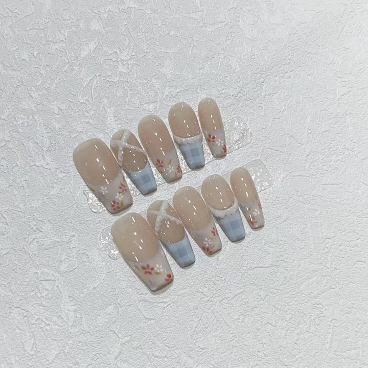 Florales Design Acryldruck-Nagelset Karnz