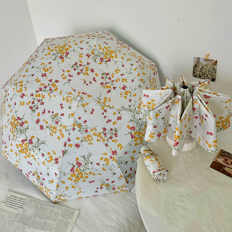 Damen Faltbarer Sonnenschutzschirm mit Blumendesign Karnz