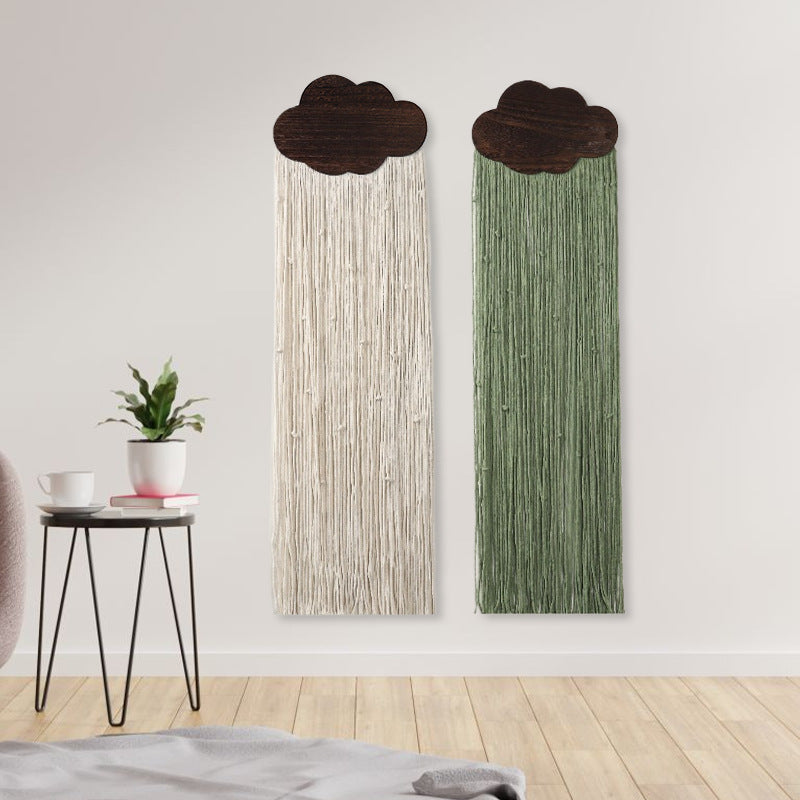 Makramee Wanddeko mit Wolkenmotiv Karnz