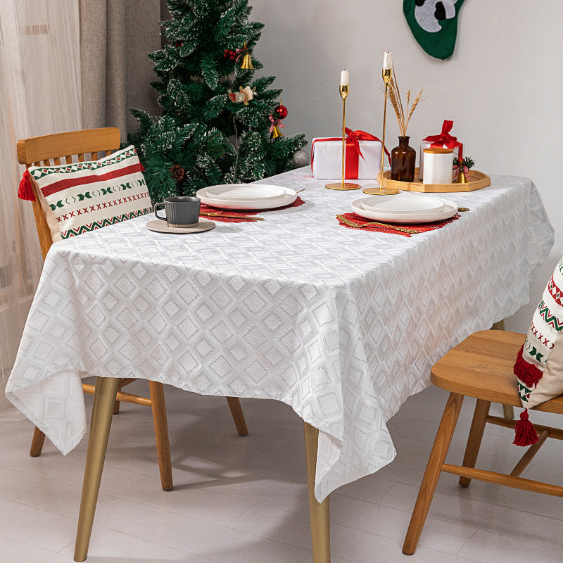 Rechteckige Jacquard-Tischdecke mit diamantgewebter Struktur