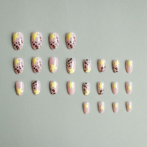 Trendy Tierdruck und Stern Nagelkunst Set