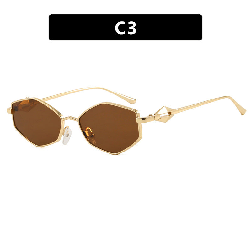 Damen geometrische Sonnenbrille mit schützendem UV-Filter und high-end Metallrahmen Karnz