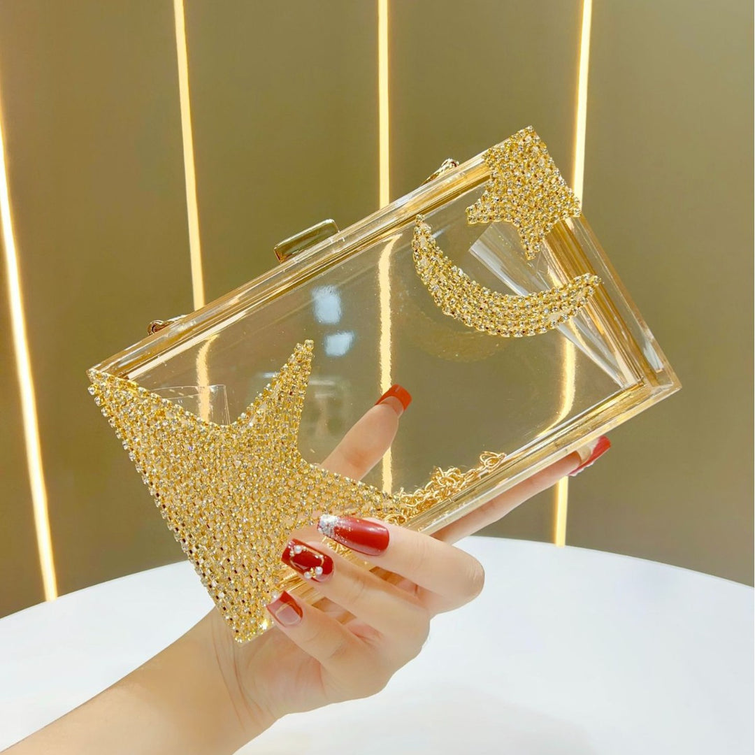 Glamouröse Clutch mit klaren Rhinestone-Details