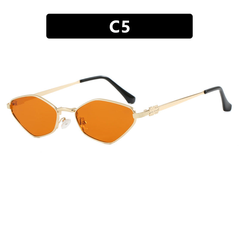 Damen geometrische Sonnenbrille mit glänzendem Metallrahmen und polarisierten Gläsern Karnz