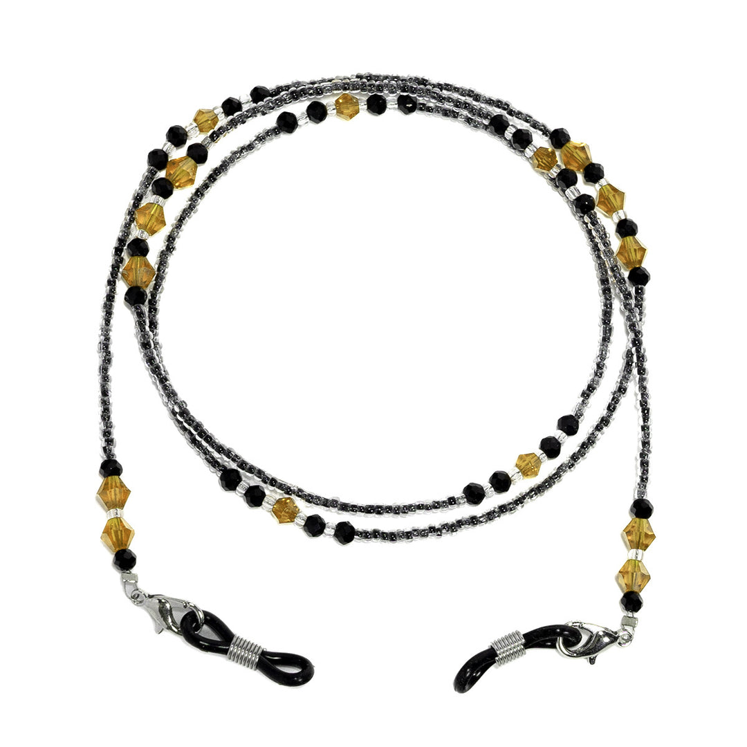 Elegante lila Perlen Brille Kette Karnz