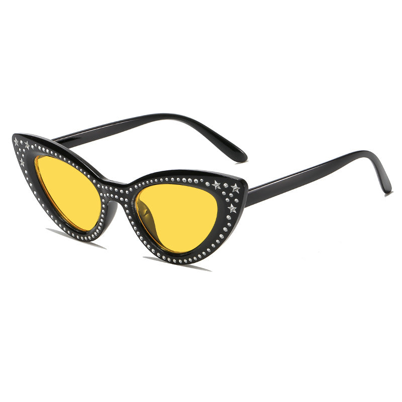 Glamouröse mit Strass verziertes Katzenaugen-Sonnenbrille Karnz