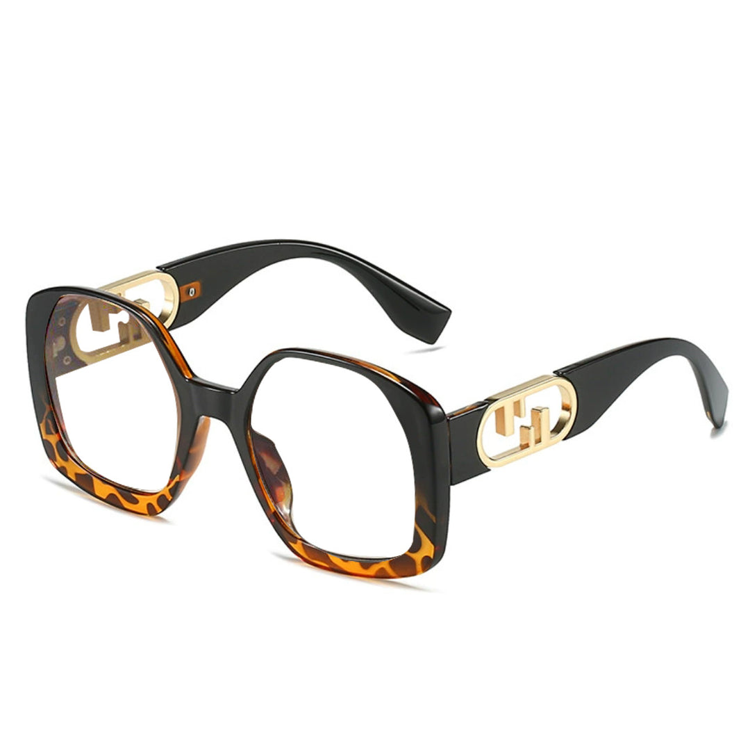 Damen oversized Sonnenbrille mit extravagantem geometrischen Rahmen und eleganten Akzenten Karnz