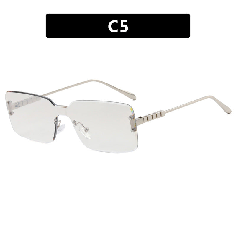 Damen moderne rechteckige Sonnenbrille mit stilvollem Metallrahmen Karnz