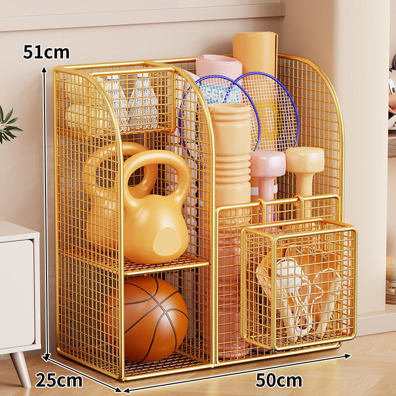 Rollender Mesh-Sportgeräte-Storage-Wagen mit Mehrfach-Organizer und verriegelbaren Rollen