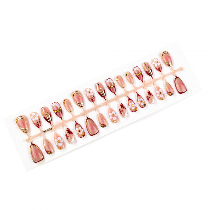 Elegantes dekoratives Blumen-Press-On-Nail-Set
