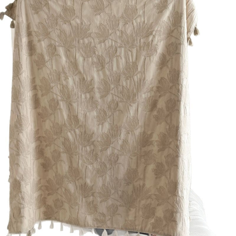 Dekorative Quastenverzierte Blumen Woven Wurfdecke