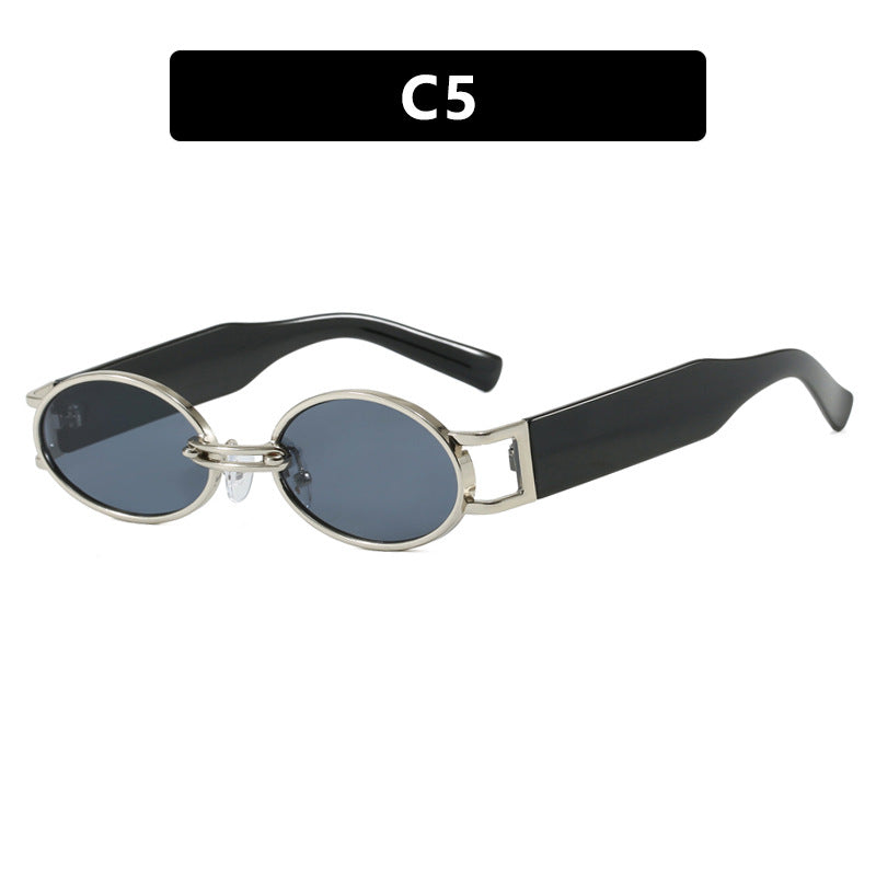 Damen ovalförmige Sonnenbrille mit goldenen Akzenten und stylischem Rahmen Karnz