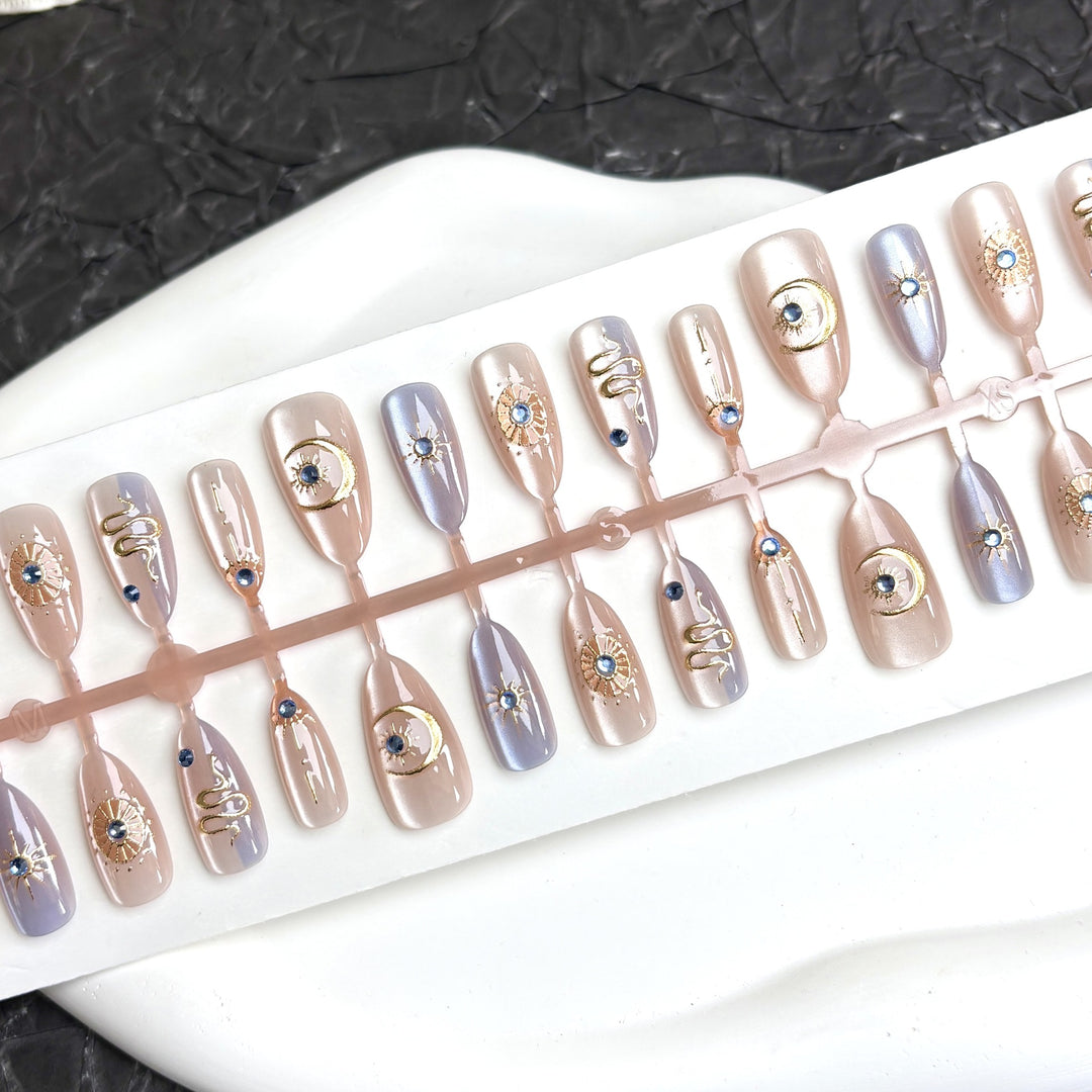 Glamouröse Metallic-Press-On-Nagel-Set
