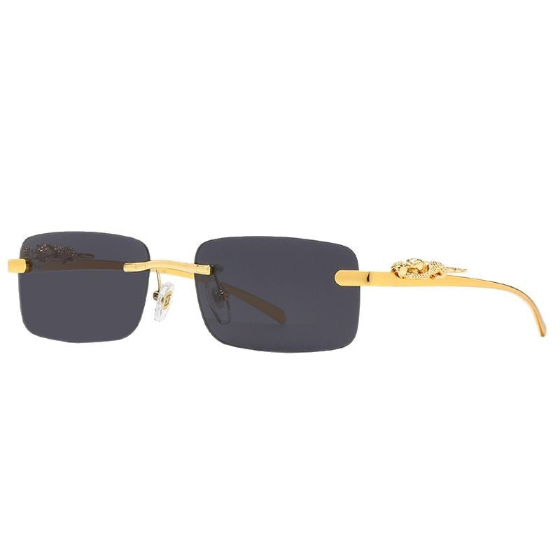 Damen modische Sonnenbrille mit elegantem Metallrahmen und verzierten Bügeln Karnz
