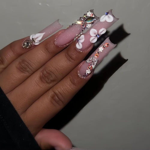 Blumen Decorative Press-On Nagelverlängerungen Karnz