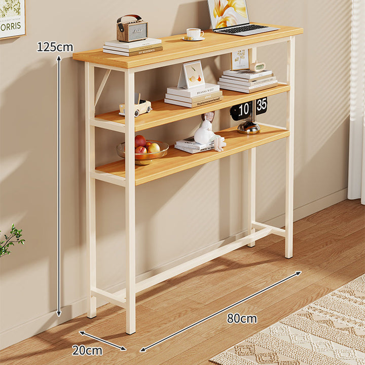 Slim Industrial Konsolentisch mit Holzplatte und Stahlrahmen