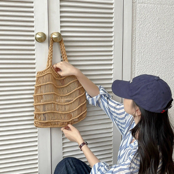 Damen Handgefertigte Korbtasche mit strukturiertem Design Karnz