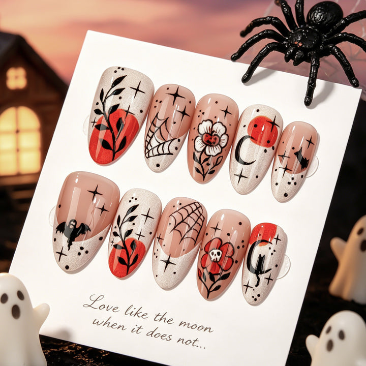 Künstlerisches Halloween-Themen Press-On Nagelset