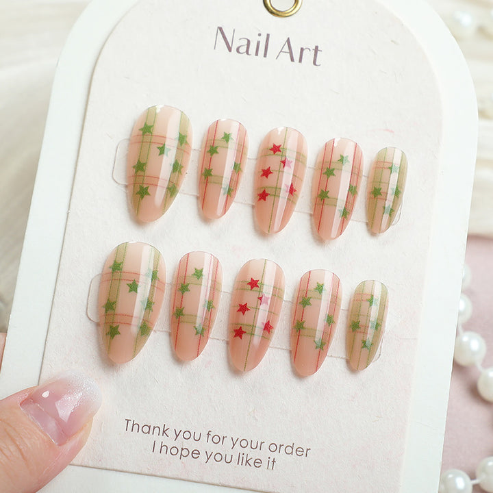 Musterte Press-On Nagelkunst Set