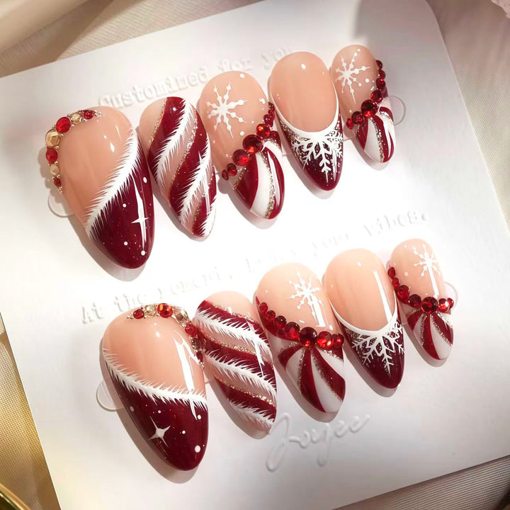 Festliches Zuckerstangen-Press-On-Nagelset