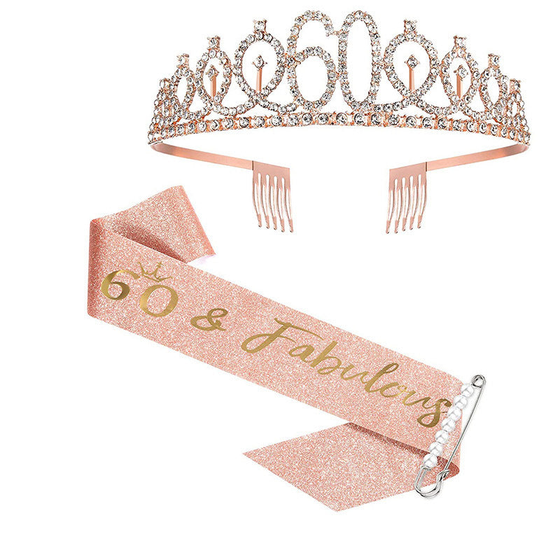 Damen Glitzernde Tiara mit personalisiertem 80. Geburtstagsschriftzug Karnz