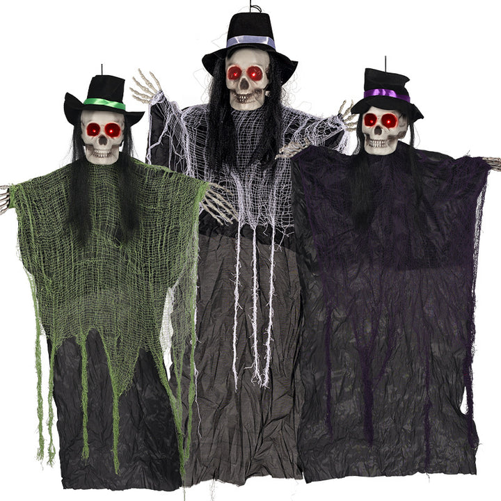 Animierte Hexen-Skelett-Dekoration Karnz