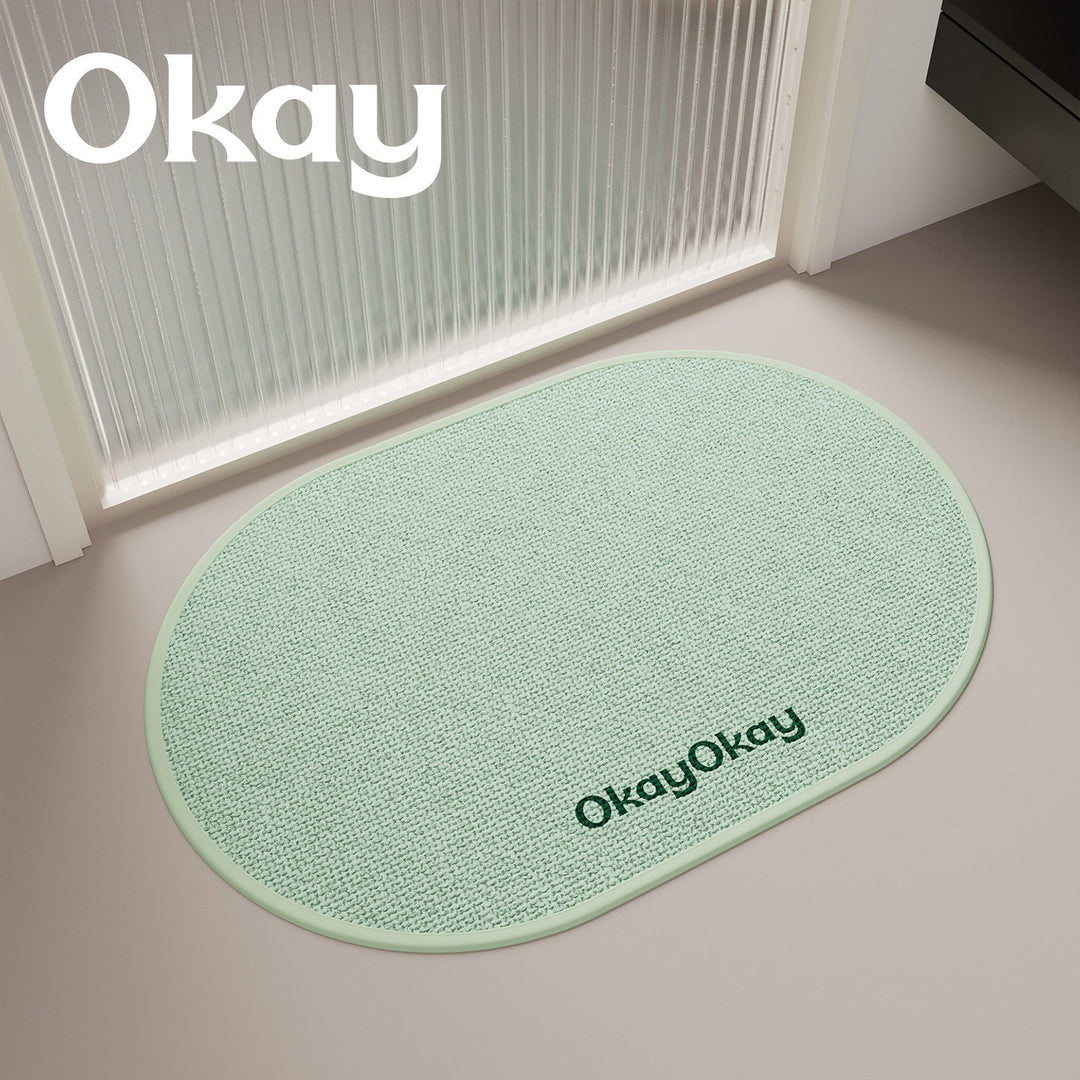 Non-Slip Oval Entrance Door Mat with Absorbent Loop Pile