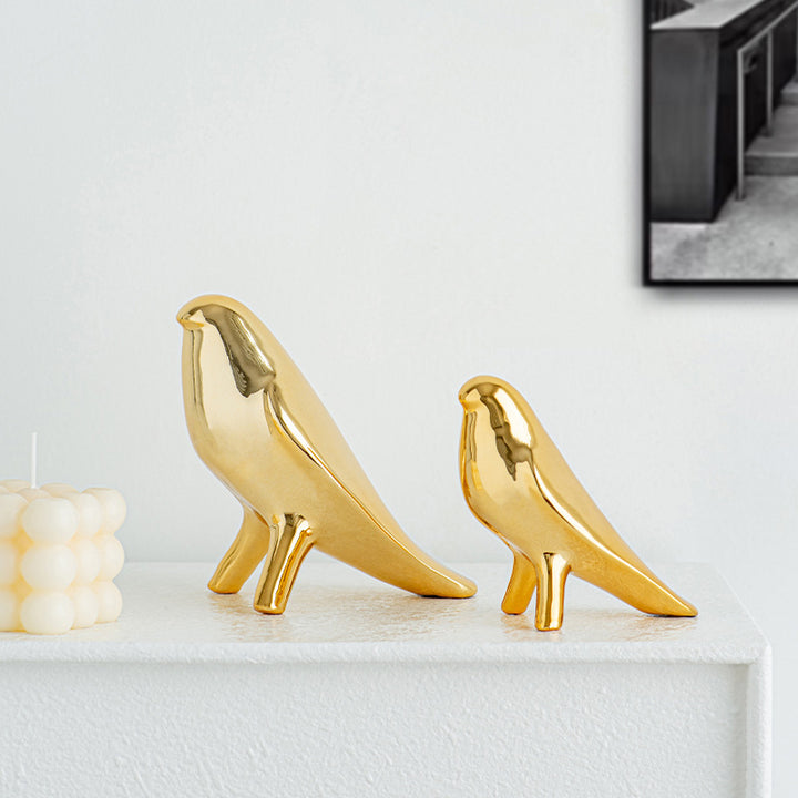 Elegante Kunstkeramik Vogel Skulptur Karnz