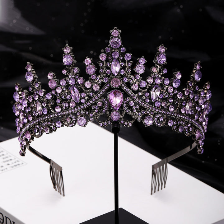 Damen Opulente Tiara mit schwarzem Kristallbesatz Karnz