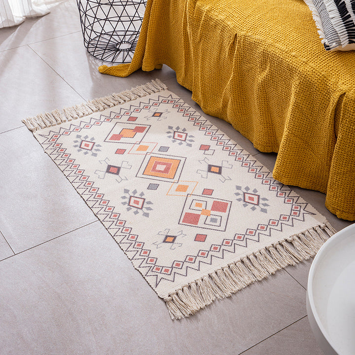 Dekorativer Läufer für Esstisch und Konsole im Boho‑Mandala‑Design mit Fransen Karnz