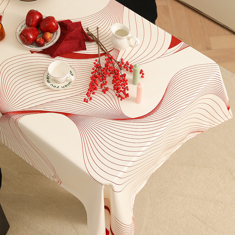 Rechteckige abwischbare Tischdecke mit diagonalem Karo‑Design und Quasten Karnz