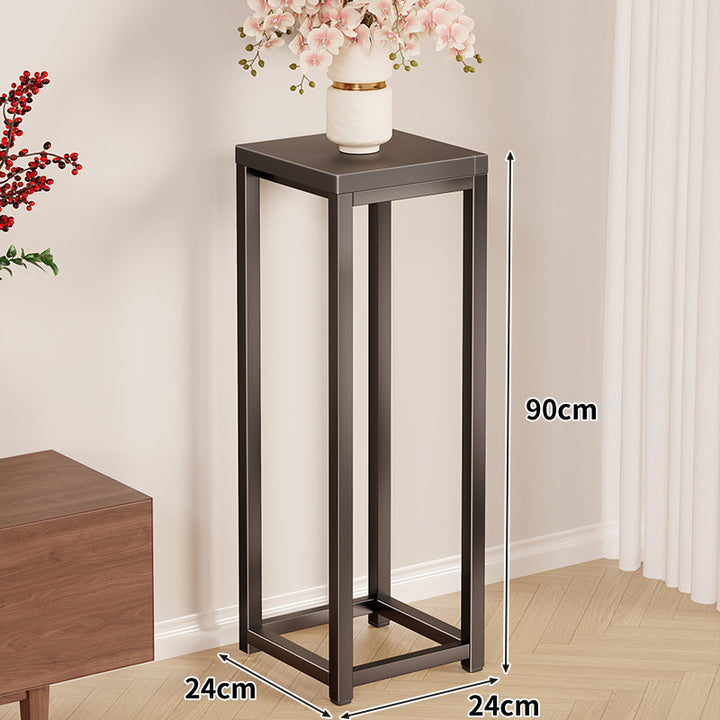 Hoher Metallpflanzenständer Pedestal mit quadratischer Oberseite Minimalistischer Rahmen
