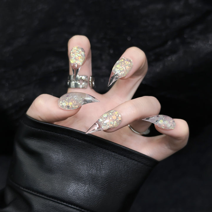 Stiletto Press-On Nagelset mit Glitter- und Ombre-Finish