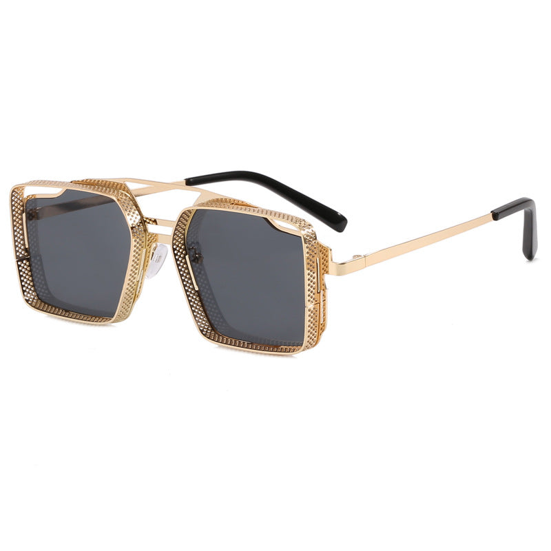 Damen quadratische Brille mit perforiertem, modernem Rahmen Karnz