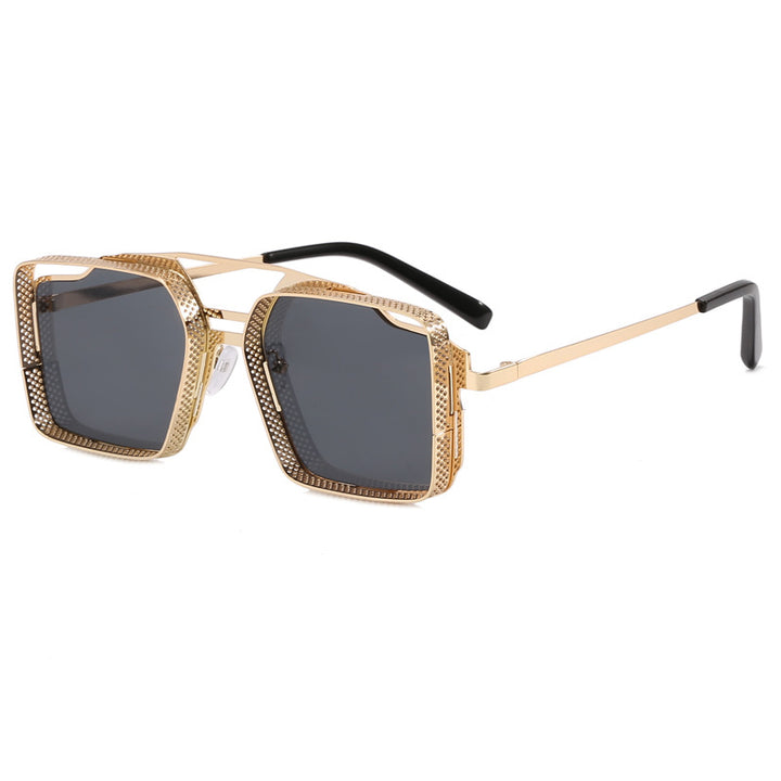 Damen quadratische Brille mit perforiertem, modernem Rahmen Karnz