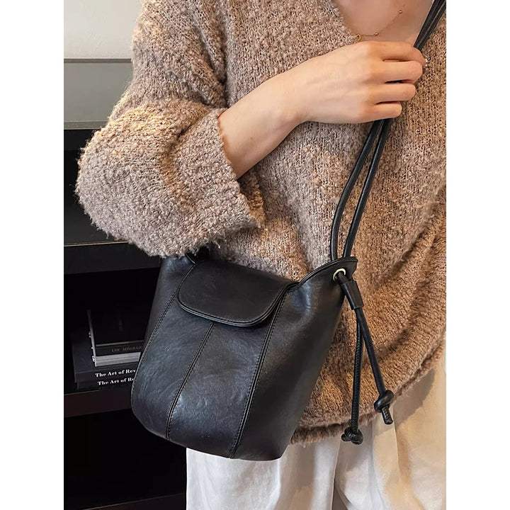 Vintage-inspirierte weiche Leder-Bucket Bag Karnz