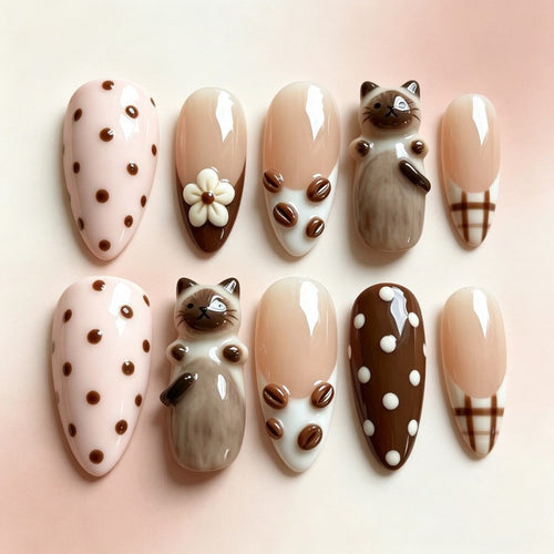 Verspieltes tierisches Press-On Nagelkunst-Set