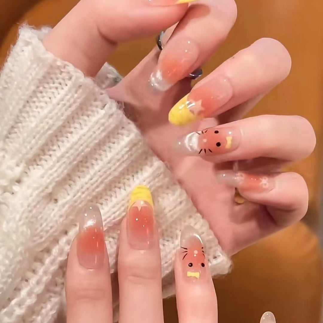 Florale Kunst Press-On Nagelset Karnz