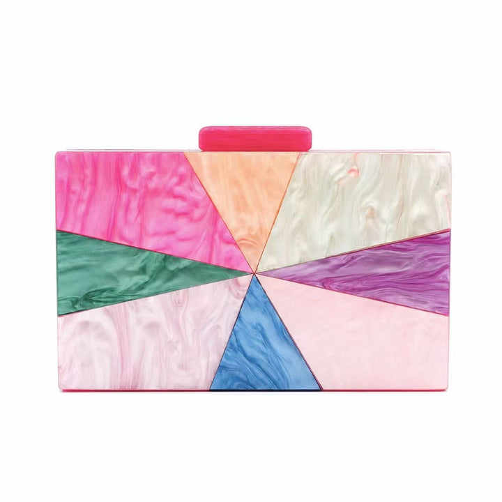 Geometrische Mehrfarben-Acryl-Clutch