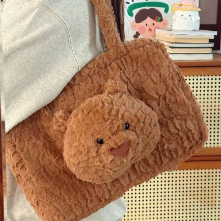 Niedlicher Plüschbär-Themen-Crossbody-Tasche