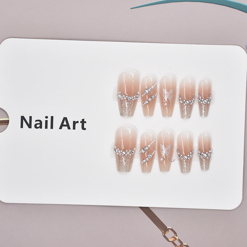 Elegante Kristall-verzierte Druck-Nagelkunst Karnz
