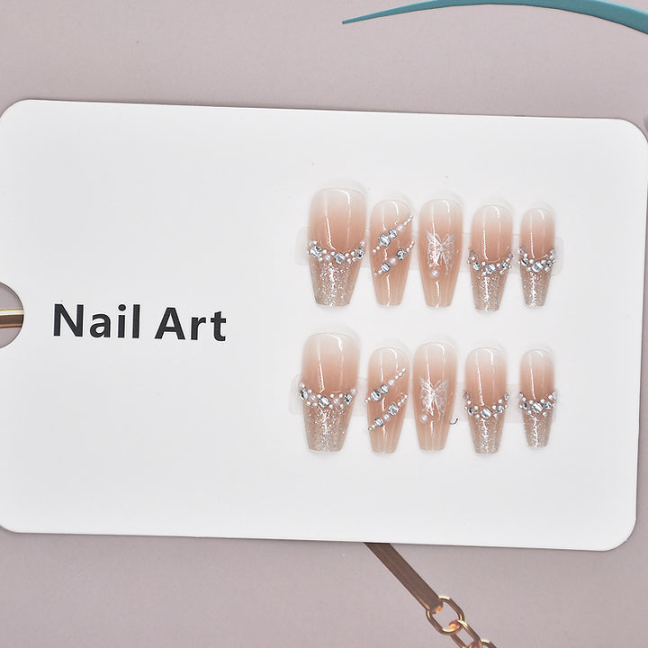 Elegante Kristall-verzierte Druck-Nagelkunst Karnz