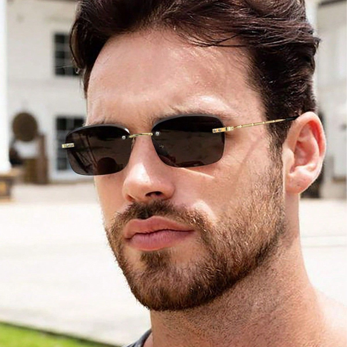 Damen quadratische Sonnenbrille mit polarisierenden Gläsern und elegantem Metallrahmen Karnz