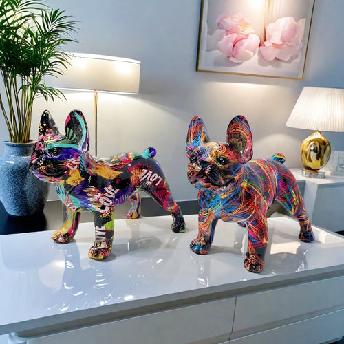 Künstlerische Bulldoggen Skulptur Karnz