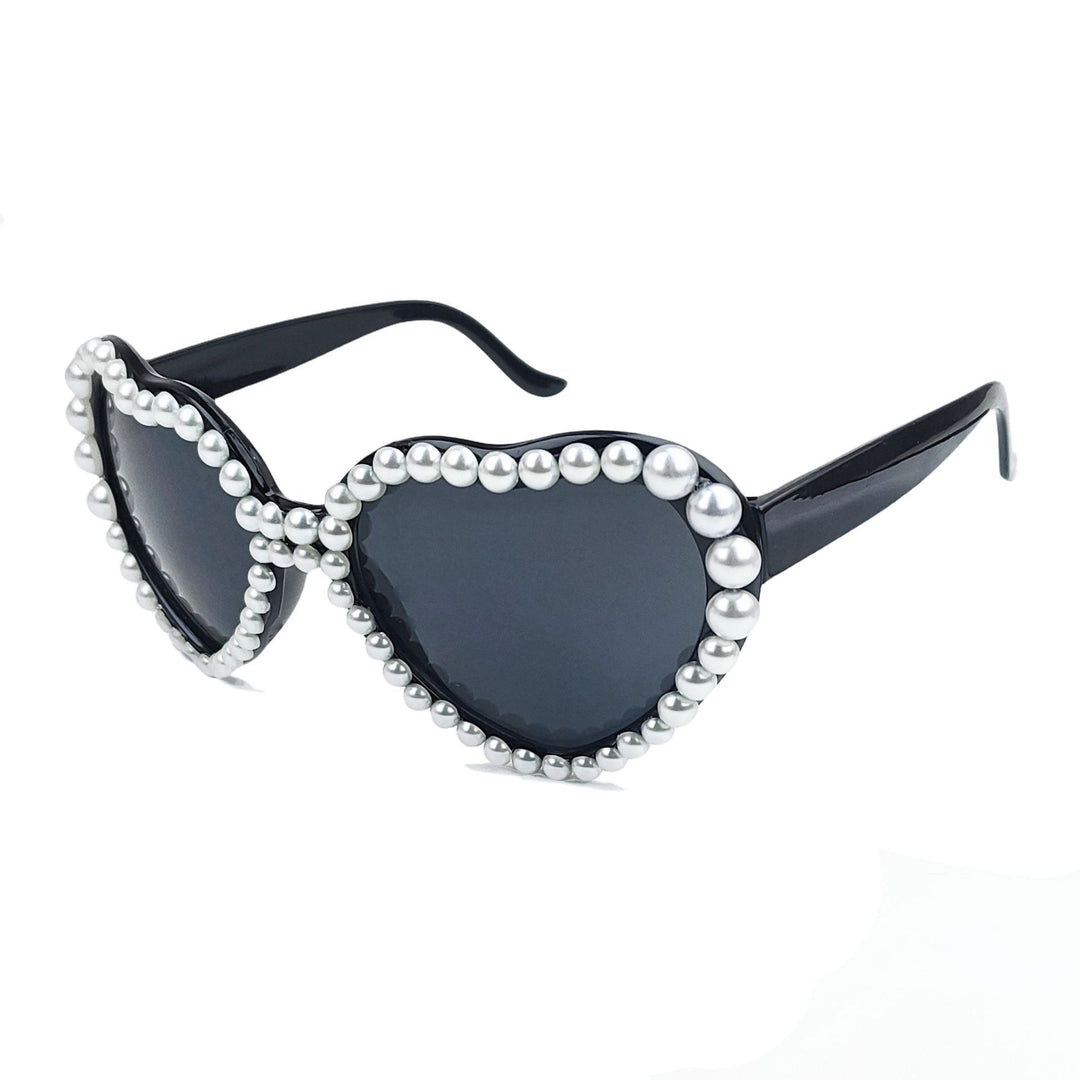 Damen Herzförmige Sonnenbrille mit Glitzerstein-Besatz Karnz