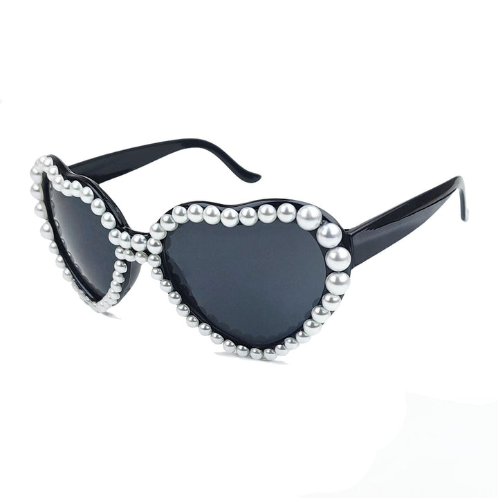 Damen Herzförmige Sonnenbrille mit Glitzerstein-Besatz Karnz