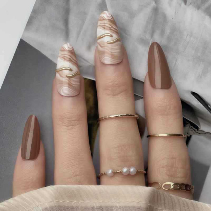 Künstlerisches Marmor Design Press-On Nagel Set Karnz