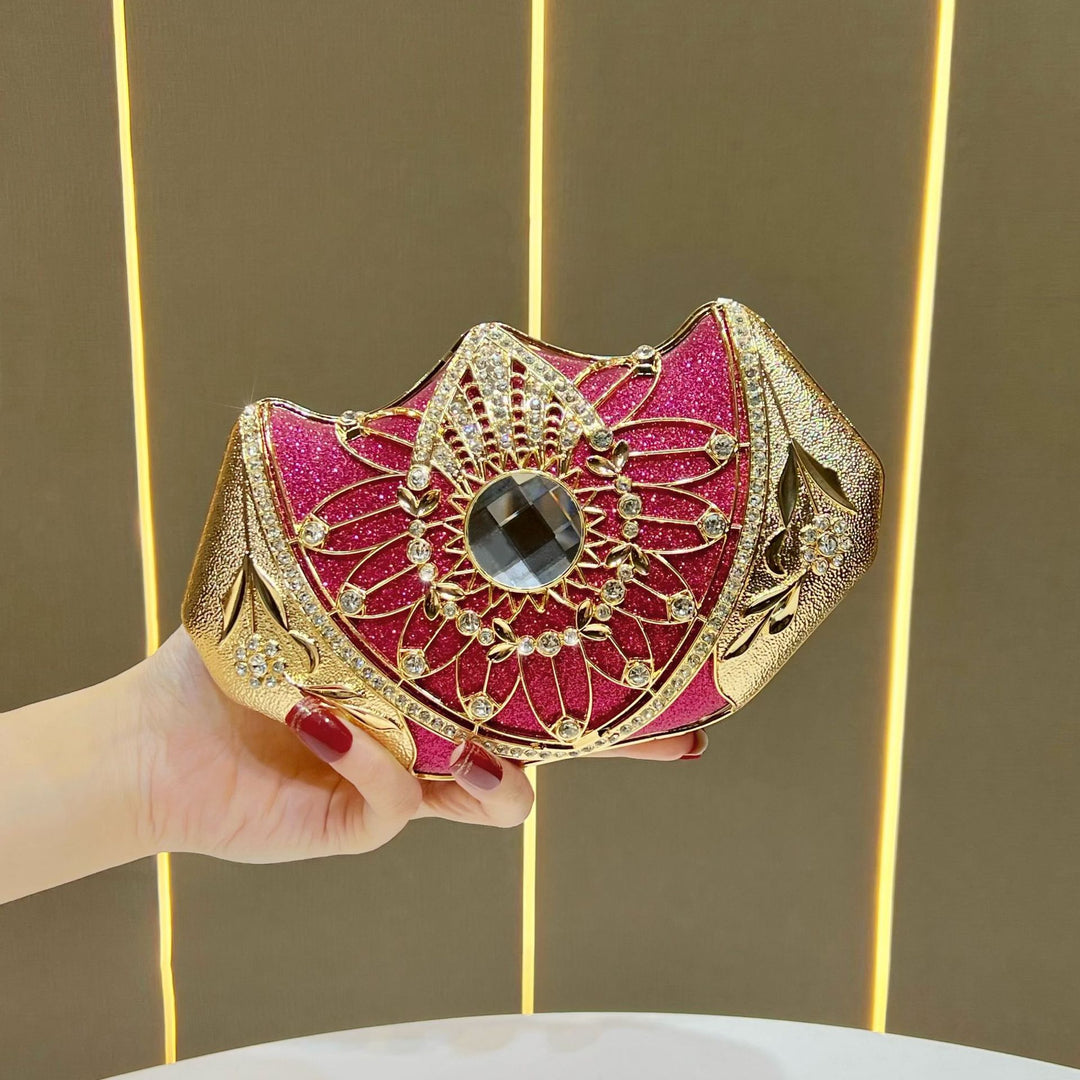 Blumeninspiriertes Strass-Abend-Clutch